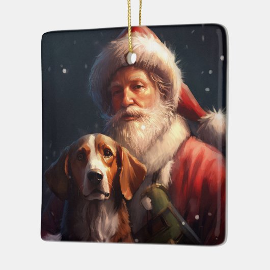 Amerikaans Engels Foxhound Kerstman Kerstmis Keramisch Ornament (Links)