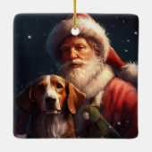 Amerikaans Engels Foxhound Kerstman Kerstmis Keramisch Ornament (Achterkant)