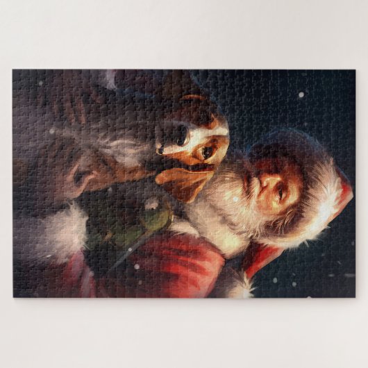 Amerikaans Engels Foxhound Kerstman Kerstmis Legpuzzel (Horizontaal)