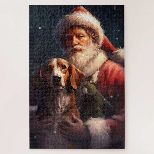 Amerikaans Engels Foxhound Kerstman Kerstmis Legpuzzel (Verticaal)
