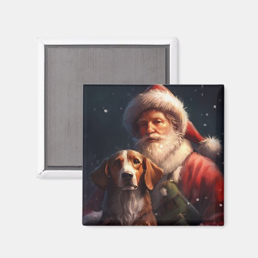 Amerikaans Engels Foxhound Kerstman Kerstmis Magneet (Voorkant / Achterkant)