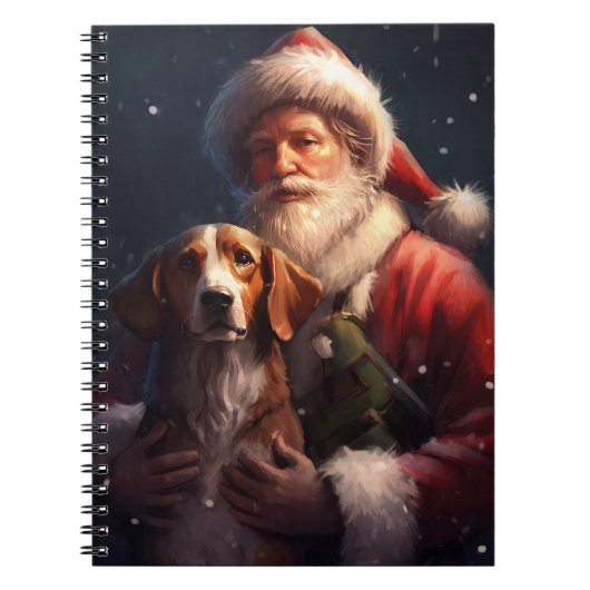 Amerikaans Engels Foxhound Kerstman Kerstmis Notitieboek (Voorkant)