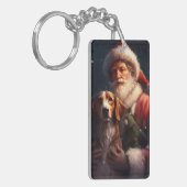 Amerikaans Engels Foxhound Kerstman Kerstmis Sleutelhanger (Voorkant Links)