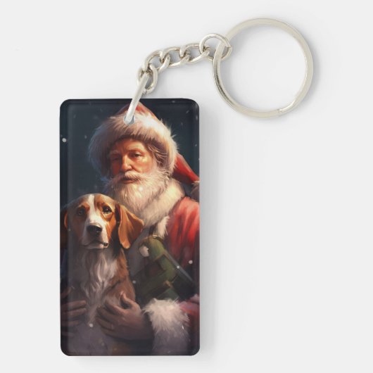 Amerikaans Engels Foxhound Kerstman Kerstmis Sleutelhanger (achterkant)