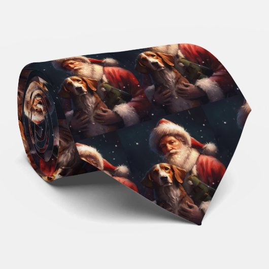 Amerikaans Engels Foxhound Kerstman Kerstmis Stropdas (Opgerold)