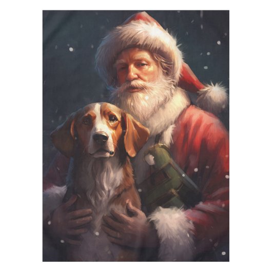 Amerikaans Engels Foxhound Kerstman Kerstmis Tafelkleed (Voorkant)