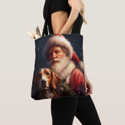 Amerikaans Engels Foxhound Kerstman Kerstmis Tote Bag (Dichtbij)