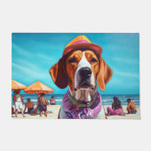 Amerikaans Engels Foxhound on Beach, zomercadeau Deurmat (Voorkant)