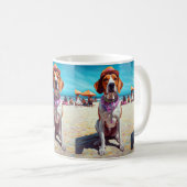 Amerikaans Engels Foxhound on Beach, zomercadeau Koffiemok (Voorkant rechts)