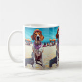 Amerikaans Engels Foxhound on Beach, zomercadeau Koffiemok (Links)