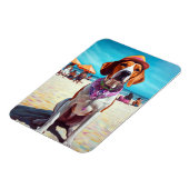 Amerikaans Engels Foxhound on Beach, zomercadeau Magneet (Linkerzijde)