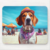 Amerikaans Engels Foxhound on Beach, zomercadeau Muismat (Voorkant)