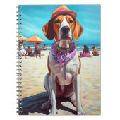 Amerikaans Engels Foxhound on Beach, zomercadeau Notitieboek (Voorkant)