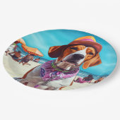 Amerikaans Engels Foxhound on Beach, zomercadeau Papieren Bordje (Gekanteld)