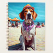 Amerikaans Engels Foxhound on Beach, zomercadeau Planner (Voorkant)