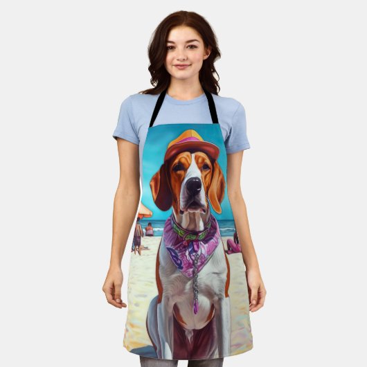 Amerikaans Engels Foxhound on Beach, zomercadeau Schort (Gedragen)