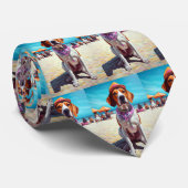 Amerikaans Engels Foxhound on Beach, zomercadeau Stropdas (Opgerold)