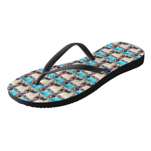 Amerikaans Engels Foxhound on Beach, zomercadeau Teenslippers (Schuin)