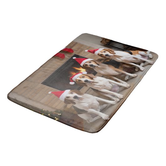 Amerikaans Engels Foxhound open haard Kerstmis Badmat (Gekanteld)