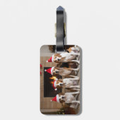 Amerikaans Engels Foxhound open haard Kerstmis Bagagelabel (Achterkant verticaal)