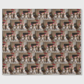 Amerikaans Engels Foxhound open haard Kerstmis Cadeaupapier (Vlak)