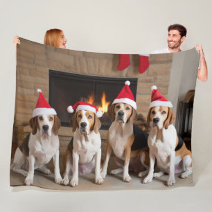 Amerikaans Engels Foxhound open haard Kerstmis Fleece Deken