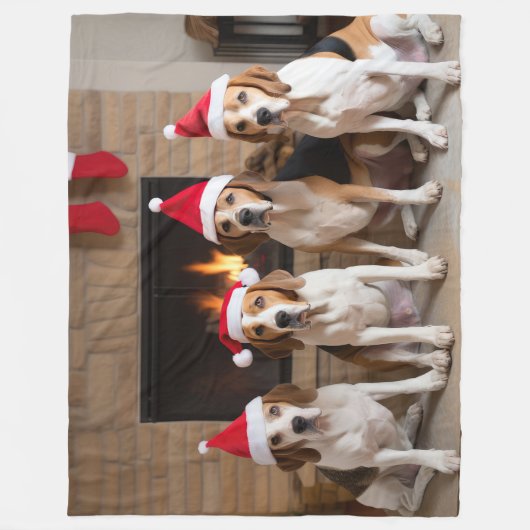 Amerikaans Engels Foxhound open haard Kerstmis Fleece Deken (Voorkant)