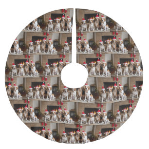 Amerikaans Engels Foxhound open haard Kerstmis Kerstboom Rok