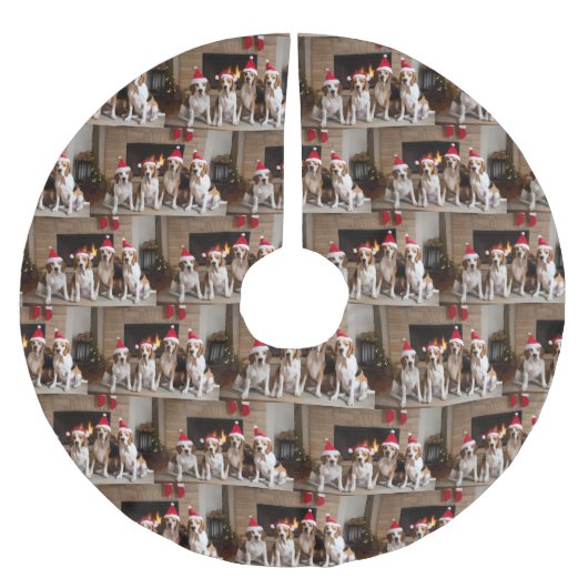 Amerikaans Engels Foxhound open haard Kerstmis Kerstboom Rok (Voorkant)