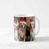Amerikaans Engels Foxhound open haard Kerstmis Koffiemok (Voorkant rechts)