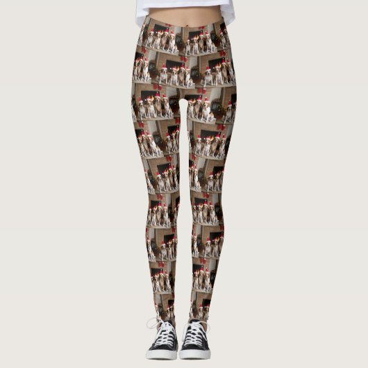 Amerikaans Engels Foxhound open haard Kerstmis Leggings (Voorkant)