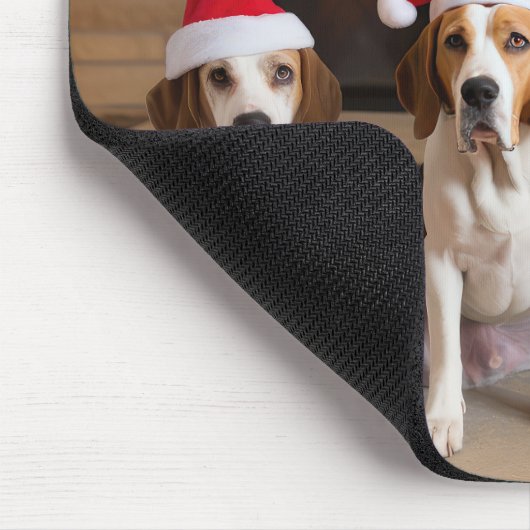 Amerikaans Engels Foxhound open haard Kerstmis Muismat (Hoek)