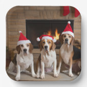 Amerikaans Engels Foxhound open haard Kerstmis Papieren Bordje (Voorkant)