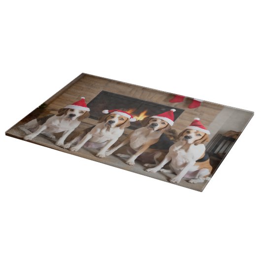 Amerikaans Engels Foxhound open haard Kerstmis Snijplank (Hoek)