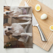 Amerikaans Engels Foxhound open haard Kerstmis Theedoek (Quarter Fold)