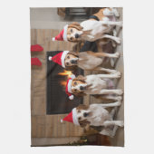 Amerikaans Engels Foxhound open haard Kerstmis Theedoek (Verticaal)