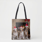 Amerikaans Engels Foxhound open haard Kerstmis Tote Bag (Voorkant)