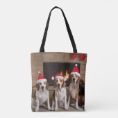Amerikaans Engels Foxhound open haard Kerstmis Tote Bag (Achterkant)