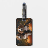 Amerikaans Engels Foxhound Puppy Herfst Delight Bagagelabel (Achterkant verticaal)