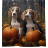 Amerikaans Engels Foxhound Puppy Herfst Delight Douchegordijn (Voorkant)