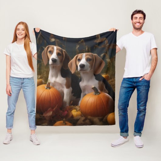 Amerikaans Engels Foxhound Puppy Herfst Delight Fleece Deken (In situ)