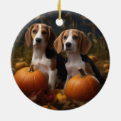 Amerikaans Engels Foxhound Puppy Herfst Delight Keramisch Ornament (Achterkant)