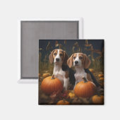 Amerikaans Engels Foxhound Puppy Herfst Delight Magneet (Voorkant / Achterkant)