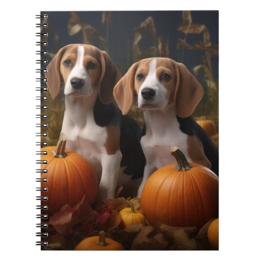Amerikaans Engels Foxhound Puppy Herfst Delight Notitieboek (Voorkant)