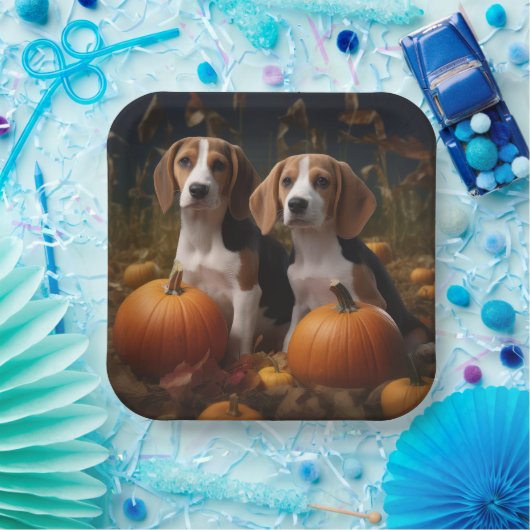 Amerikaans Engels Foxhound Puppy Herfst Delight Papieren Bordje (Feest)