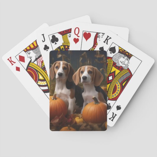 Amerikaans Engels Foxhound Puppy Herfst Delight Pokerkaarten (Achterkant)