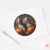 Amerikaans Engels Foxhound Puppy Herfst Delight Ronde Sticker (Envelop)