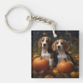 Amerikaans Engels Foxhound Puppy Herfst Delight Sleutelhanger (Voorkant)