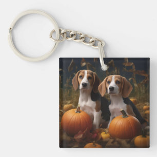 Amerikaans Engels Foxhound Puppy Herfst Delight Sleutelhanger