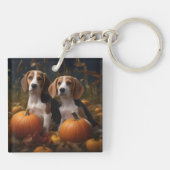 Amerikaans Engels Foxhound Puppy Herfst Delight Sleutelhanger (Achterkant)